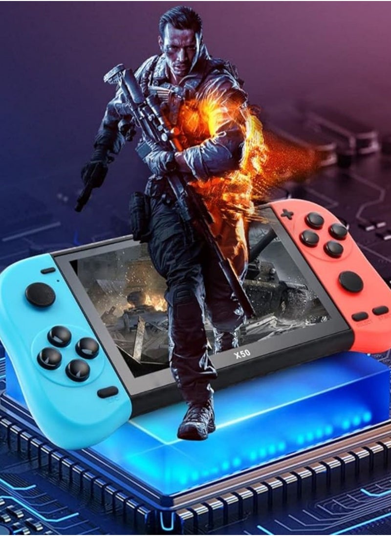 5.1 Inch X50 Handheld Video Game Console, Handheld Game Player, Preloaded 6800 Classic Retro Video Games, Support Players and TV Connection, Gift for Children and Adults