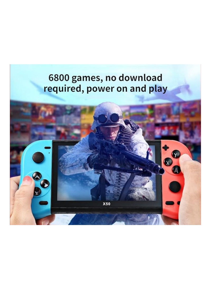 5.1 Inch X50 Handheld Video Game Console, Handheld Game Player, Preloaded 6800 Classic Retro Video Games, Support Players and TV Connection, Gift for Children and Adults