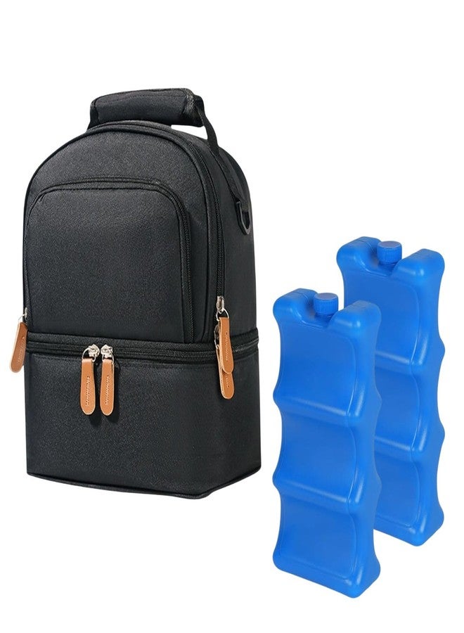 Mancro Breastmilk Cooler Bag with Ice Pack, Fits 6 Insulated Baby Bottles Up to 9 Ounce, Breast Milk Cooler for Nursing Mom (B + Zips Ice) - Image 1