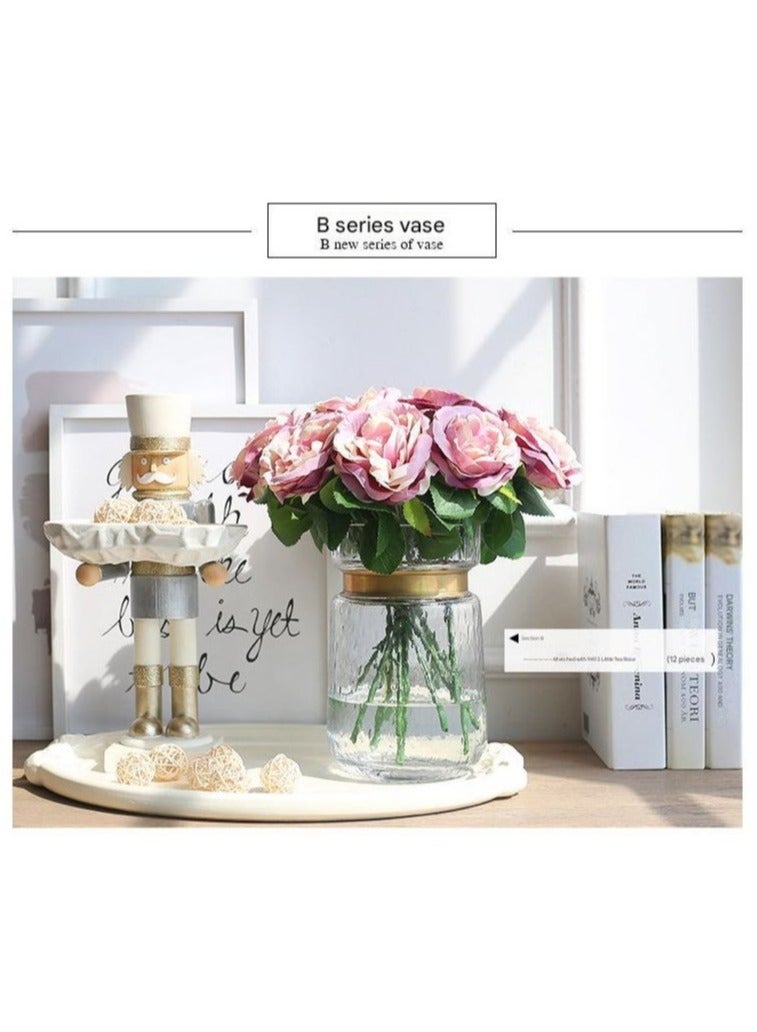 PEI  AN European Transparent Metal Rng Inlaid With Glass Vase Decoration Creative Home Hydroponic Flower Planter  - Image 2