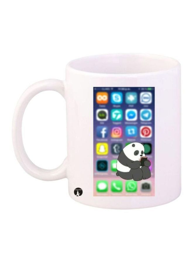 RKN Panda Printed Coffee Mug White/Grey/Purple - Image 2