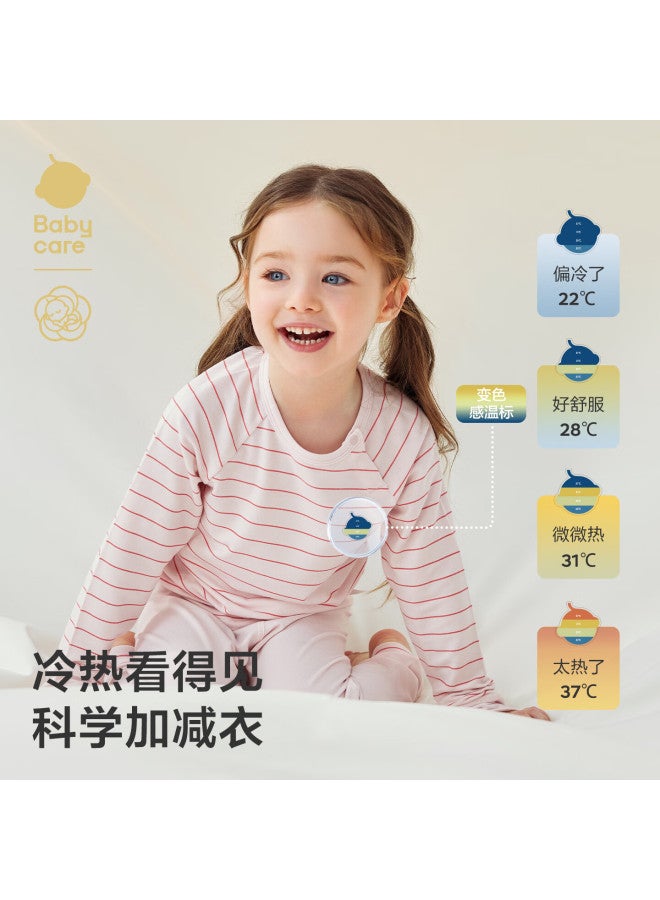 Babycare Children's Thickened Thermal Underwear Camellia Pajamas Set Iris Purple 100