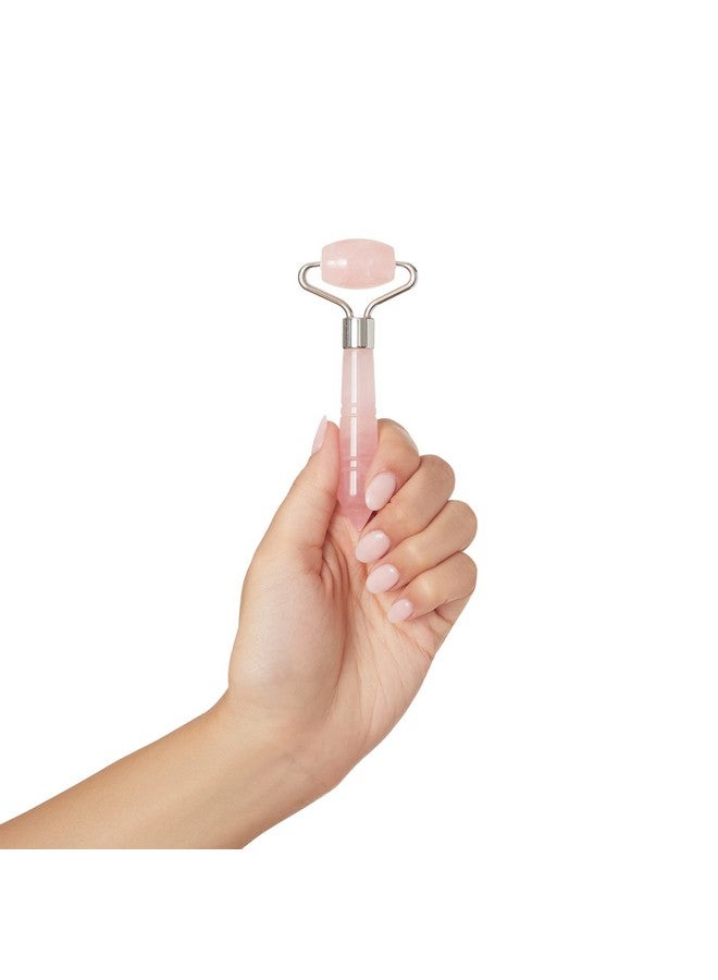 Plum Beauty Mini Rose Quartz Roller for Face - Improves Skin Tone and Blood Circulation - Skin Care Face Roller Reduces Under-Eye Puffiness and Dark Circles - Image 1