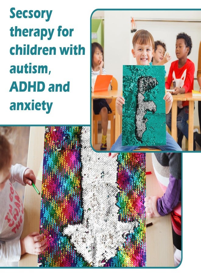 FYSUIMU 3Pcs Sensory Wall Sequin Flip Fabric 40 x 13 Inch Graffiti Reversible Sparkly Sequin Fabric Wall Panel Room Decoration for Autism Classroom Playroom Bedroom - Image 5