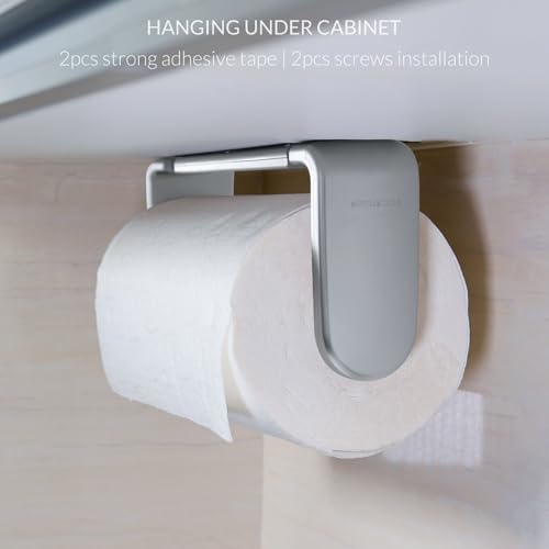 simpletome Paper Towel Holder ONE Hand Tear Adaptive Tension Arm Adjustable Length 9.4-11inch/24-28cm (Silvery) - Image 2