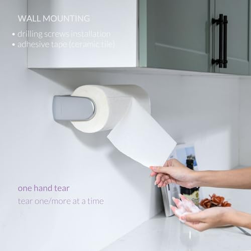 simpletome Paper Towel Holder ONE Hand Tear Adaptive Tension Arm Adjustable Length 9.4-11inch/24-28cm (Silvery) - Image 3