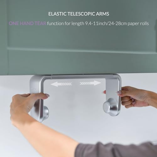 simpletome Paper Towel Holder ONE Hand Tear Adaptive Tension Arm Adjustable Length 9.4-11inch/24-28cm (Silvery) - Image 4