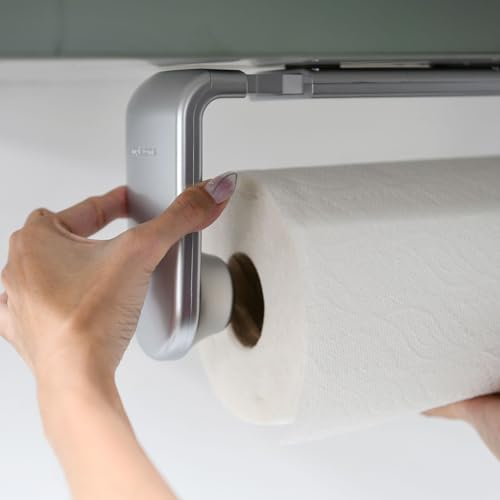 simpletome Paper Towel Holder ONE Hand Tear Adaptive Tension Arm Adjustable Length 9.4-11inch/24-28cm (Silvery) - Image 5