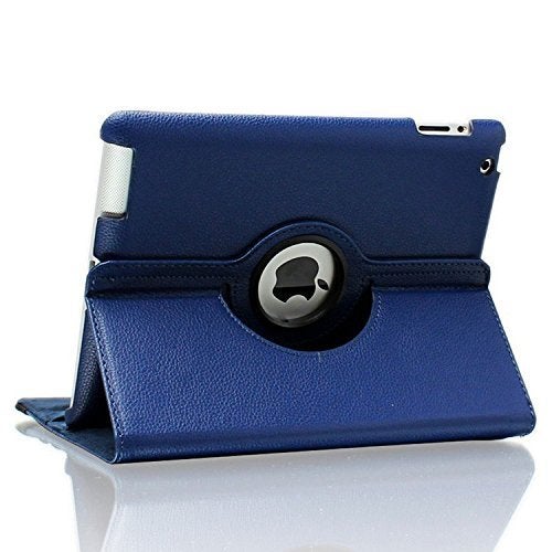 MOCA 360°Degree Rotating PU Leather Smart Flip Case Cover for Apple iPad 2 3 4 flip case Cover Models. A1460 A1459 A1458 A1416 A1430 A1403 A1397 A1396 A1395 (Dark Blue) - Image 5