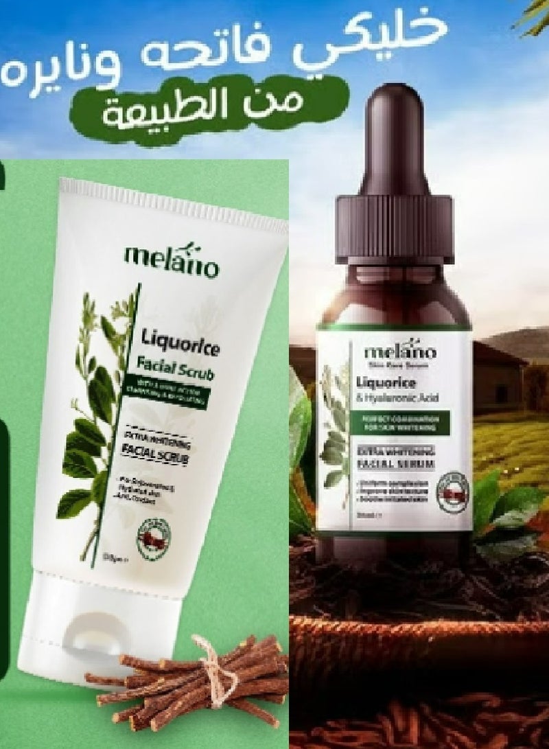 Melano Pharma Facial Serum Liquorice And Hyaluronic Acid 30 ml And Liquorice Facial Scrub 150 g - Image 1