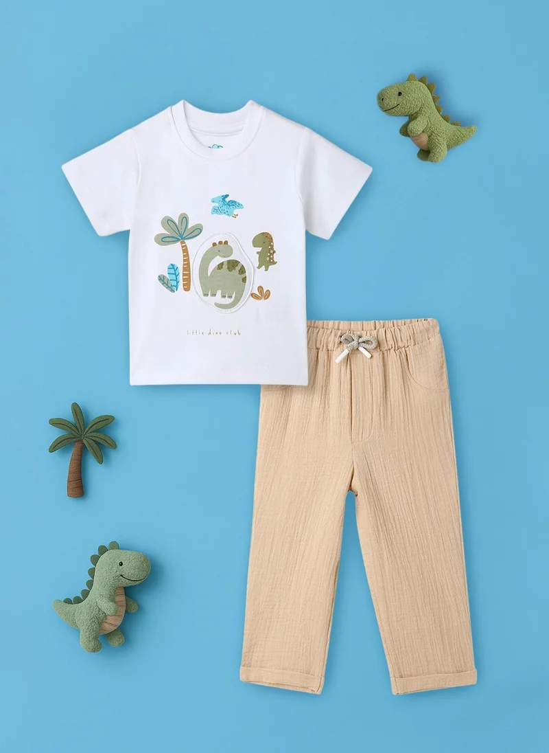 نوتيناتي Nautinati Boys’ Dinosaur Print T-shirt with Shorts | Tee and Shorts Set for 0-2 Years | Infants’ Clothing Set