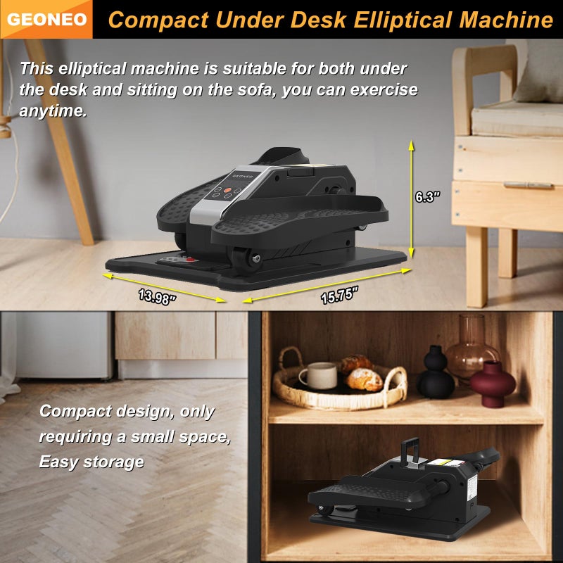 GEONEO Under Desk Elliptical Machine, Electric Elliptical Leg Exerciser for Senior, Quiet and Compact Electric Seated Pedal Exerciser for Home with Display Monitor, Remote Control and 12 Adjustable Speeds - Image 2