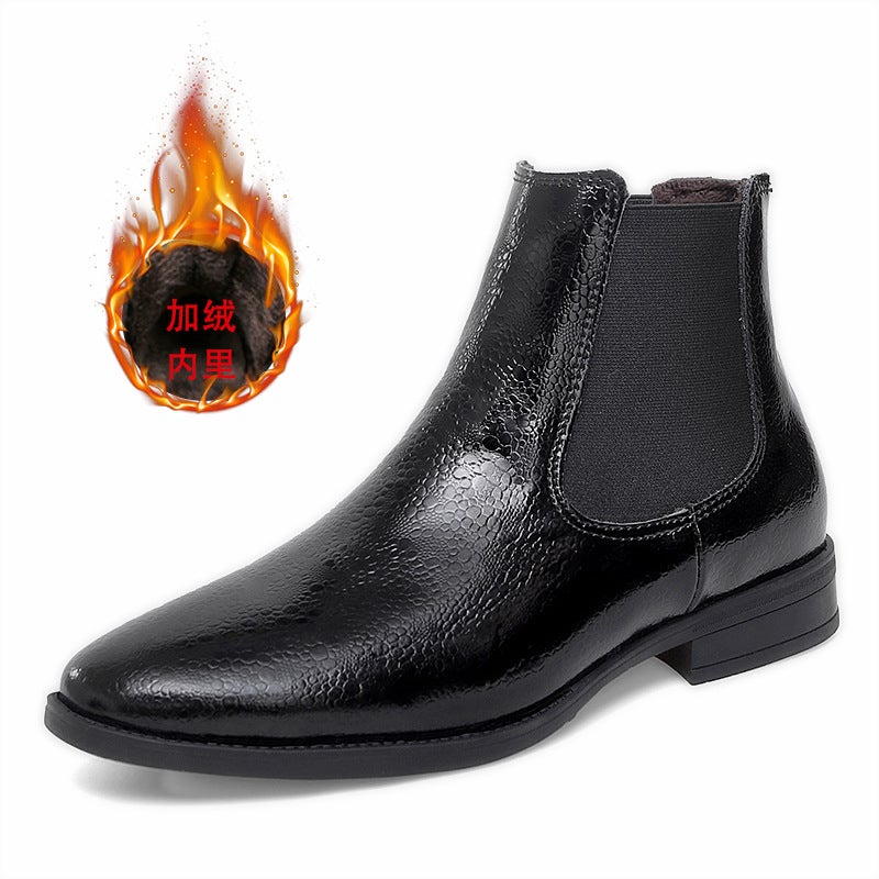 Men'S And Women'S Leather Boots, Fleece-Lined Warm Snow Boots, Large Size Shiny High-Top Martin Boots, Genuine Leather Men'S Leather Boots - Image 3