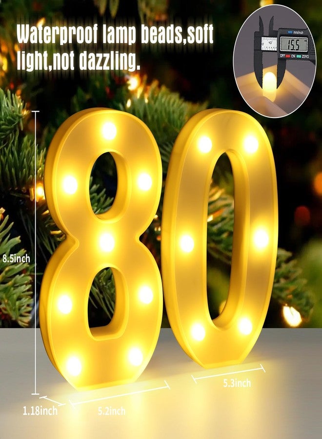 Funsky 80th Birthday Decorations for Women Men,Happy 80 Birthday Decorations for Centerpieces Table,80 Light Up Numbers Sign Led for Party Backdrop Wall Decor for Wedding Anniversary Home - Image 2