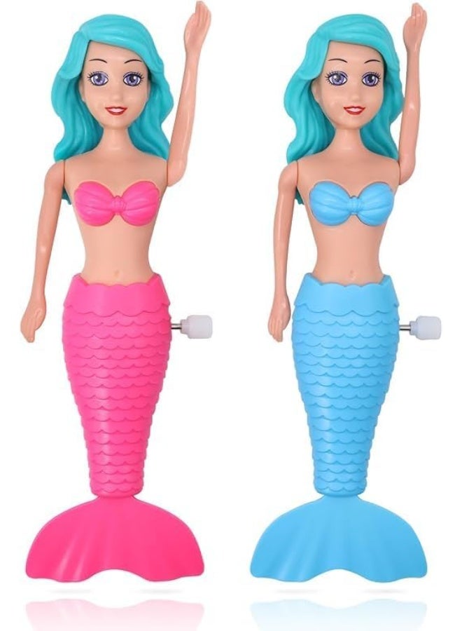 Wind-Up Doll Toy, Pack of 1| Wind-Up Mechanism, Ages 3 and Up, Bath Toy, Teal Hair Design, No Batteries Needed