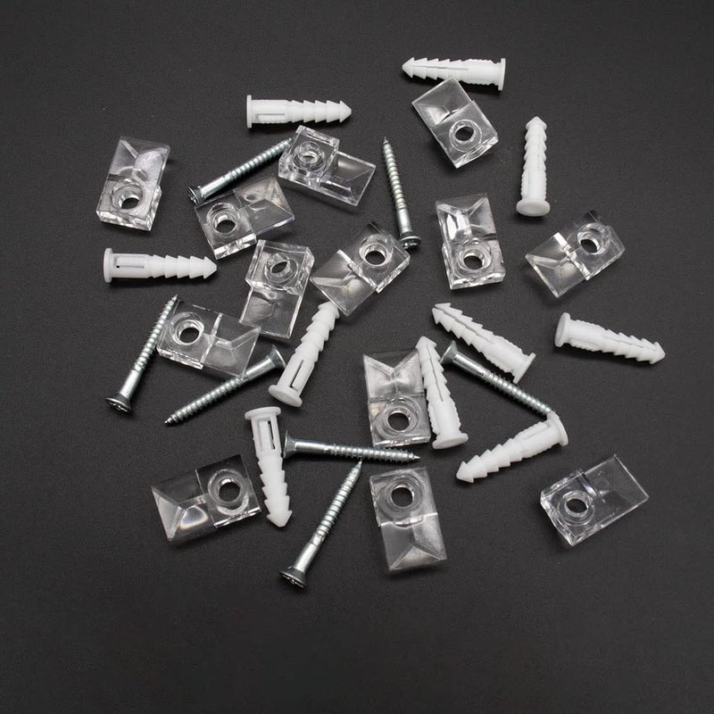 BAGTeck 22 Sets of Mirror Holder Clips Kit,Crystal Clear Plastic Mirror Clip,Mirror Holder Clips Glass Retainer Clips Kit,Mirror Hanging Kit with Screws and Fixed Mirror Box Door(Classic Style) - Image 4