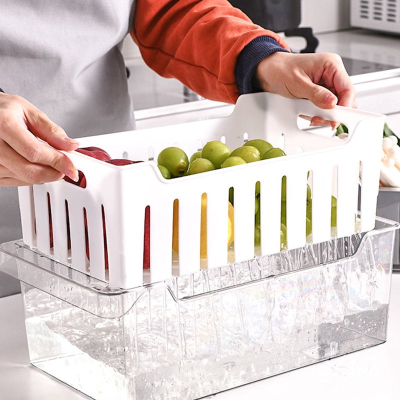 2 Sets Large Capacity Double-Layer Storage Box Food Box (Transparent White) - Image 3