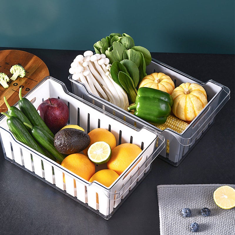 2 Sets Large Capacity Double-Layer Storage Box Food Box (Transparent White) - Image 2