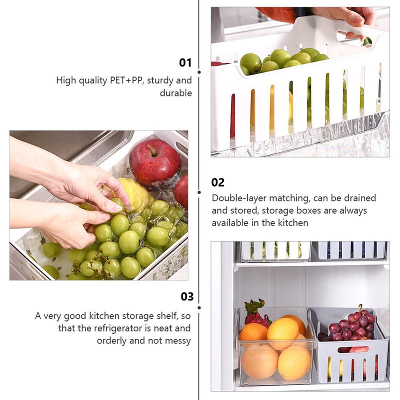 2 Sets Large Capacity Double-Layer Storage Box Food Box (Transparent White) - Image 5