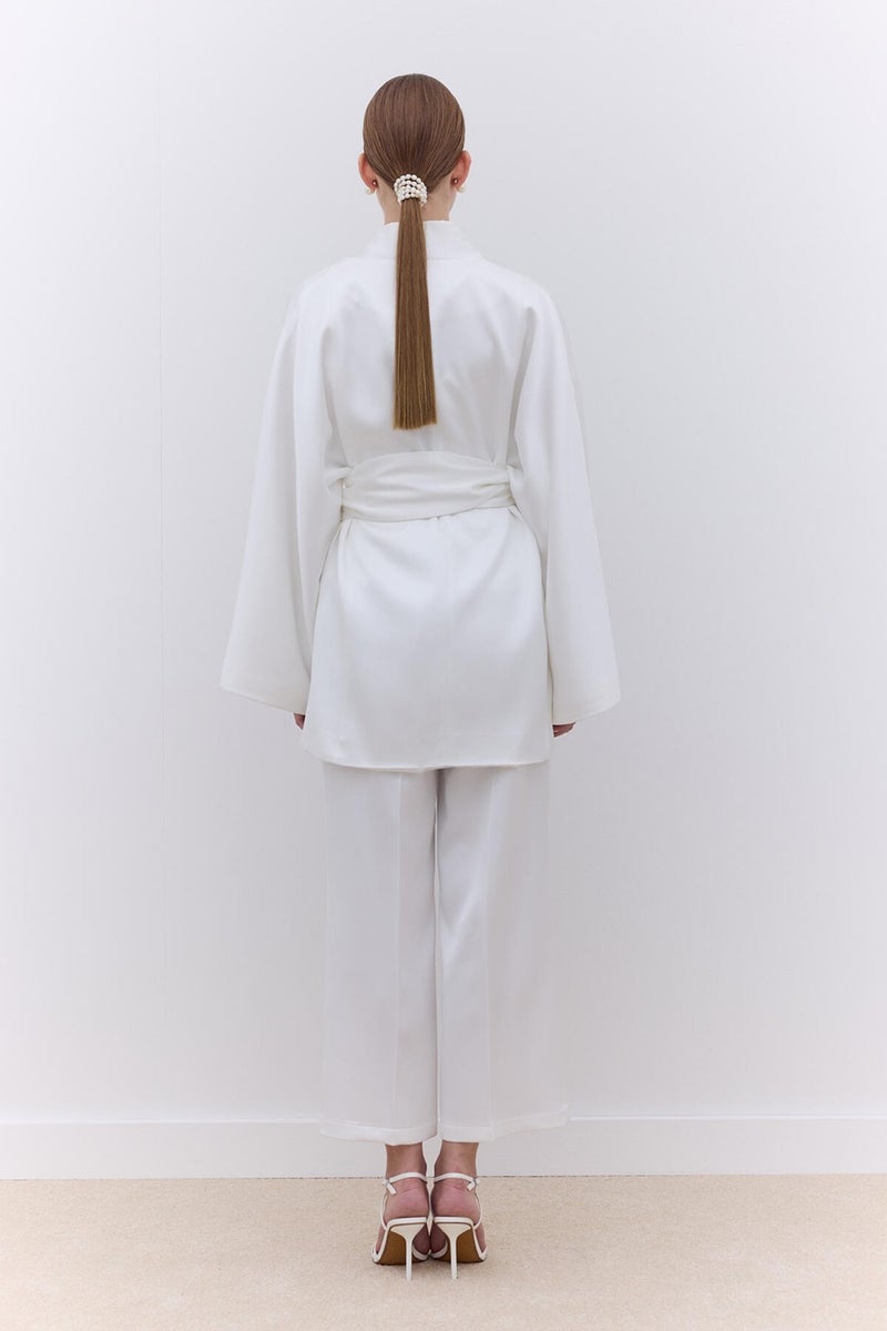 Manuka Satin Belted Kimono Ecru  - Image 5