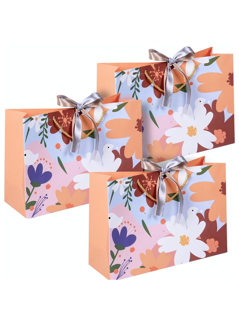 Gift Bags With Handles, 10-Piece Colorful Flower Pattern Gift Bags Set, Portable Paper Gift Bag for Birthday, Anniversary, Mother's Day, Wedding Party 25x12x20cm - Image 1