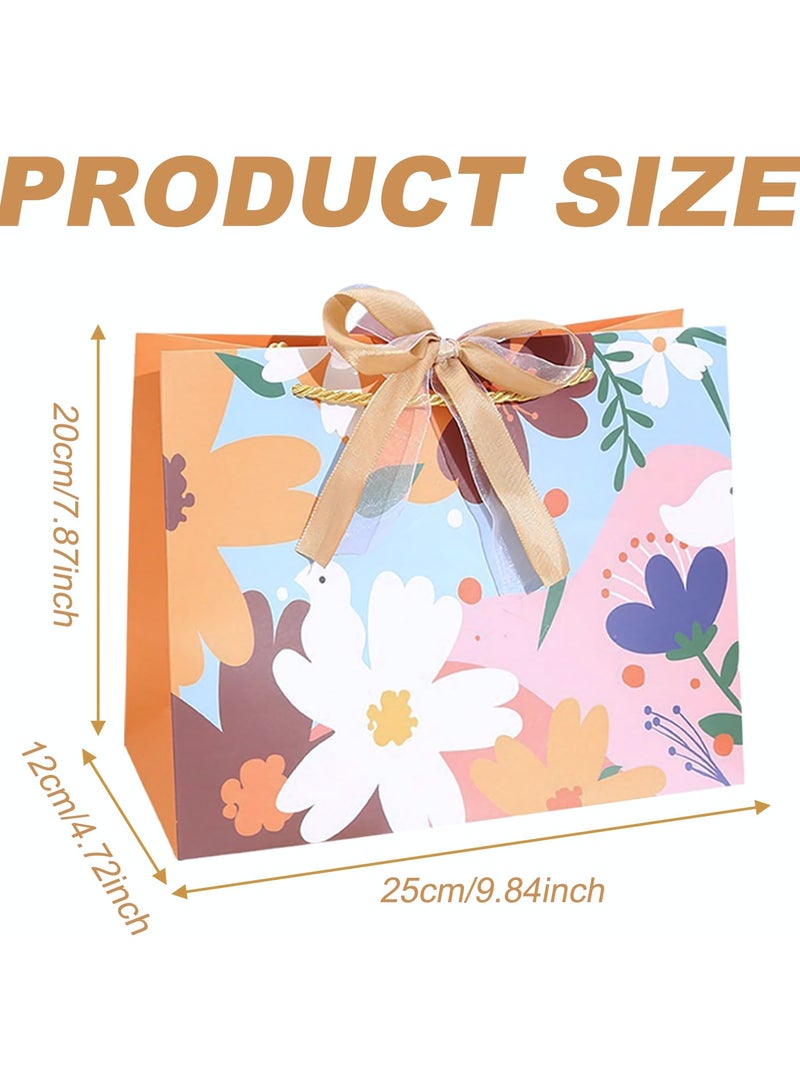 Gift Bags With Handles, 10-Piece Colorful Flower Pattern Gift Bags Set, Portable Paper Gift Bag for Birthday, Anniversary, Mother's Day, Wedding Party 25x12x20cm - Image 2
