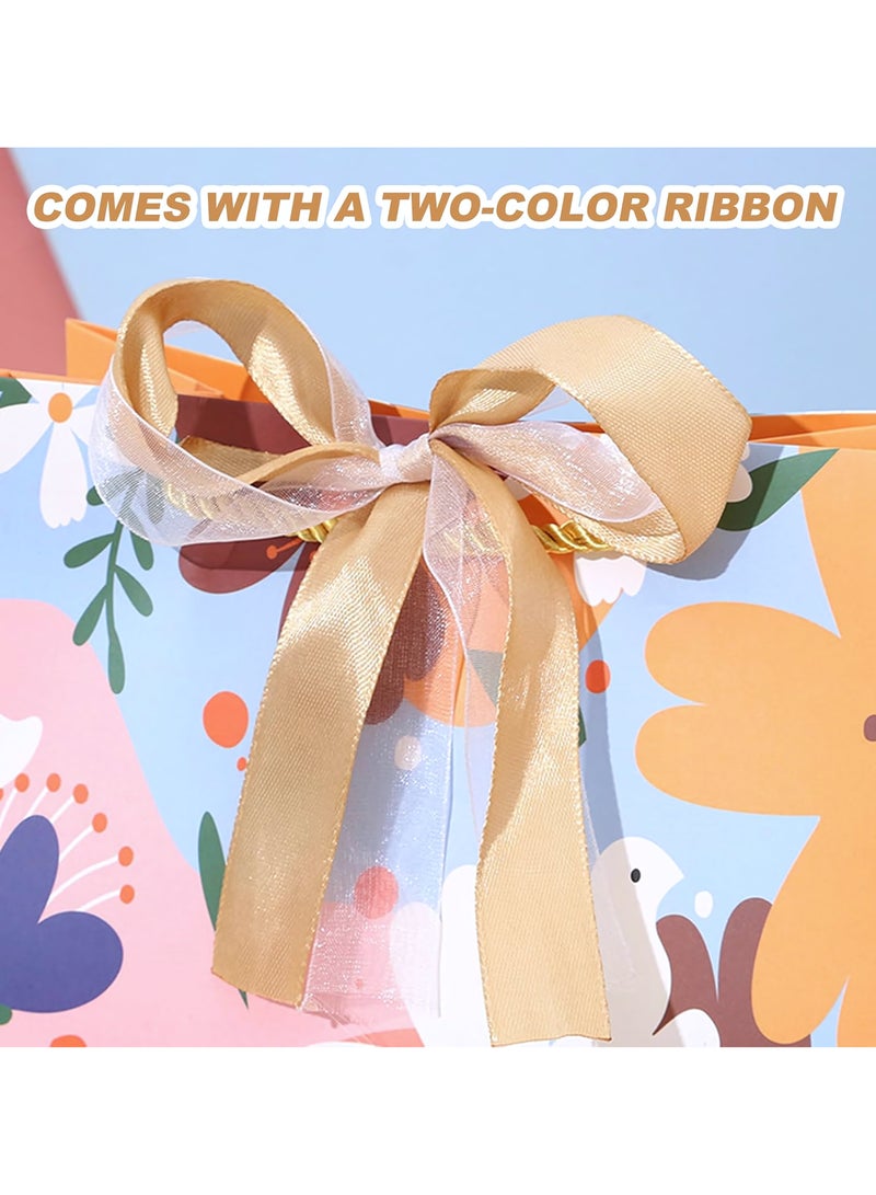 Gift Bags With Handles, 10-Piece Colorful Flower Pattern Gift Bags Set, Portable Paper Gift Bag for Birthday, Anniversary, Mother's Day, Wedding Party 25x12x20cm - Image 4