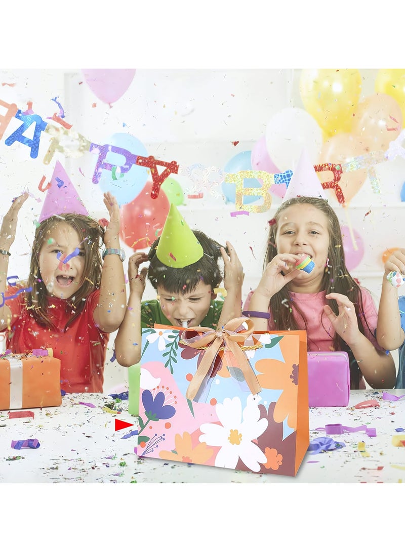 Gift Bags With Handles, 10-Piece Colorful Flower Pattern Gift Bags Set, Portable Paper Gift Bag for Birthday, Anniversary, Mother's Day, Wedding Party 25x12x20cm - Image 5