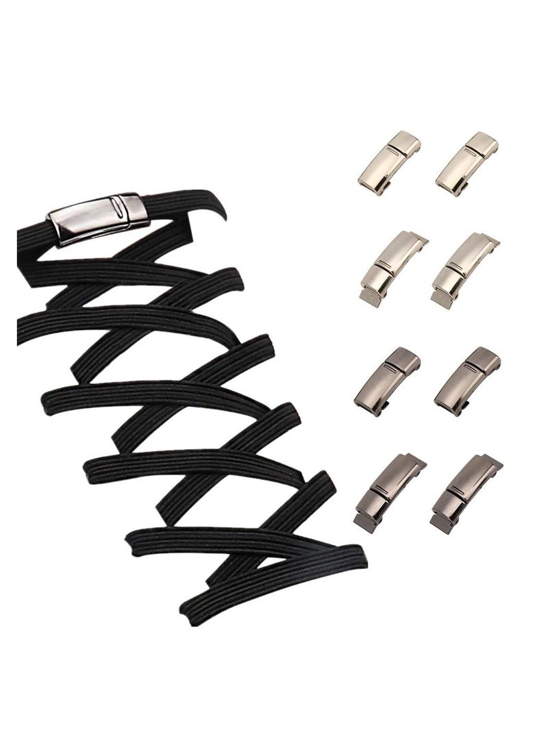 8 Pieces Shoelaces Buckle Lock Metal Quick Easy Shoelace No Tie BuckLe Switch Logo for Kids Adults Shoe Strings - Image 1