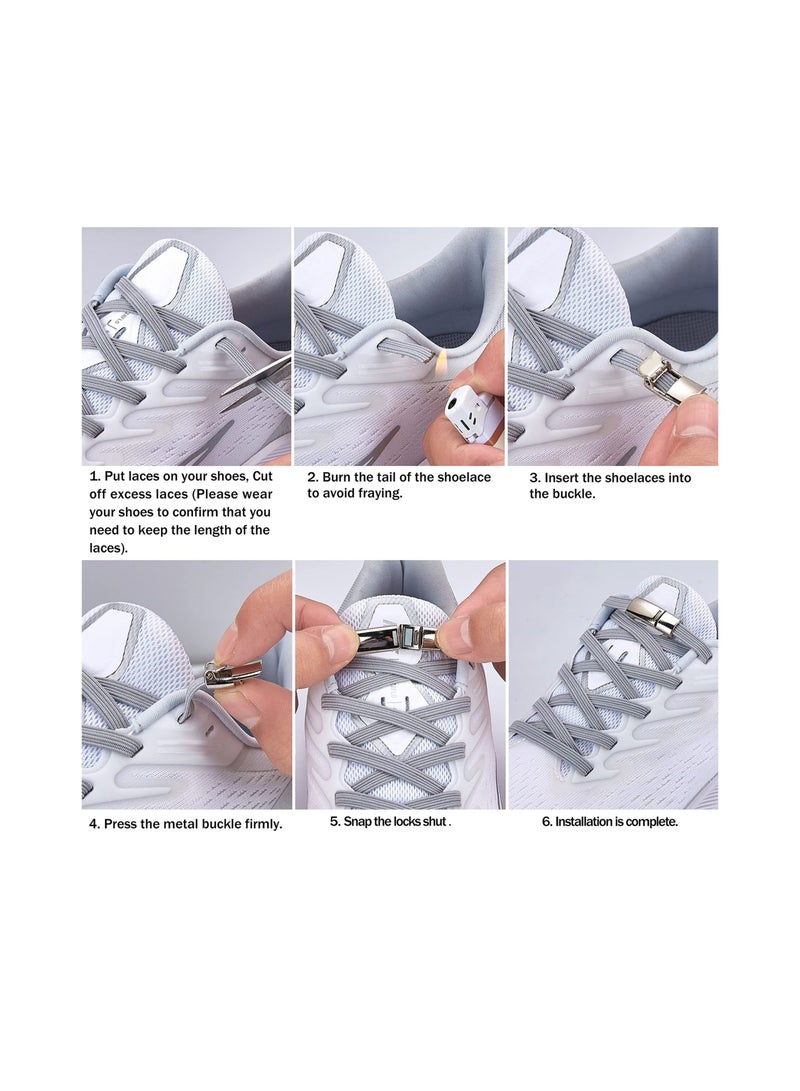 8 Pieces Shoelaces Buckle Lock Metal Quick Easy Shoelace No Tie BuckLe Switch Logo for Kids Adults Shoe Strings - Image 4