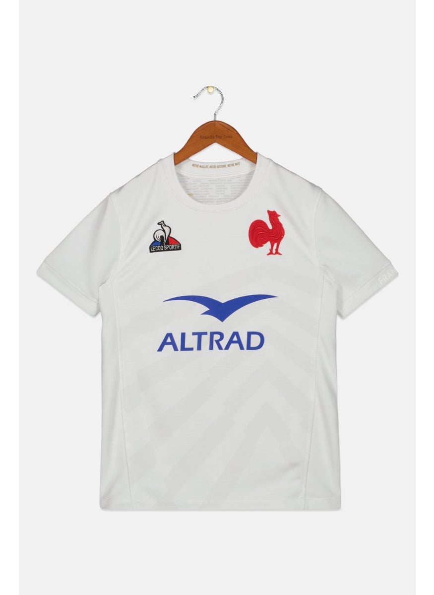 le coq sportif - Kids Girl Sportswear Fit Brand Logo Training T-Shirt, White - Image 1