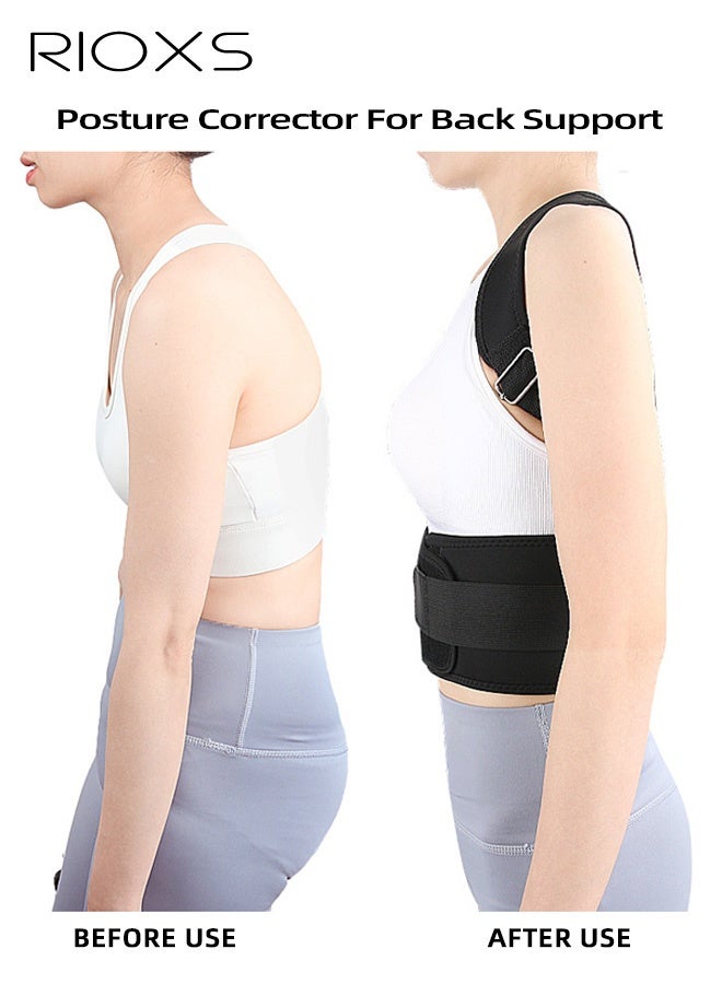 RIOXS Unisex Adults Back Brace, Breathable and Comfortable Spinal Correction Strap, Adjustable Support Strap, Lightweight Wearable Device, Suitable for Sitting, Office Work, Studying, and Reading, Black - Image 5