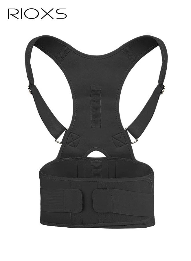 RIOXS Unisex Adults Back Brace, Breathable and Comfortable Spinal Correction Strap, Adjustable Support Strap, Lightweight Wearable Device, Suitable for Sitting, Office Work, Studying, and Reading, Black - Image 2