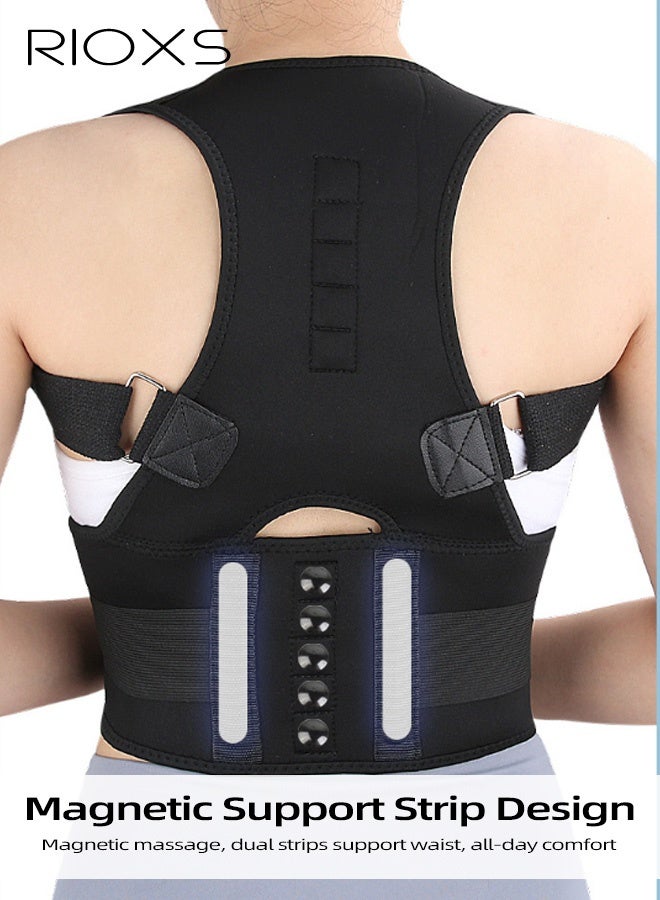 RIOXS Unisex Adults Back Brace, Breathable and Comfortable Spinal Correction Strap, Adjustable Support Strap, Lightweight Wearable Device, Suitable for Sitting, Office Work, Studying, and Reading, Black - Image 4
