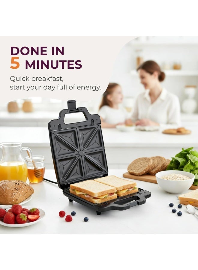 sokany Sandwich Maker 1400W 3in1 Versatile Interchangeable Grill and Making Breakfast Food Waffle Plates 2 Slice Non-stick Grill with Handle Locking, Overheat Protection - Image 2