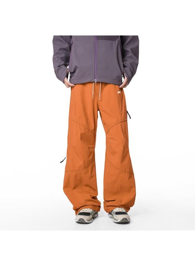 Izexx Men's American Style Outdoor Casual Pants Spring Mountain Series Water-repellent Workwear Straight-leg Hiking Trousers Zk92 Sunset Orange L - Image 3