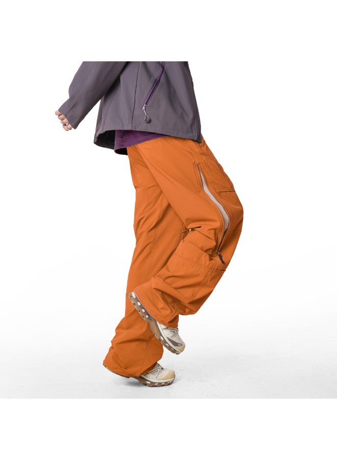 Izexx Men's American Style Outdoor Casual Pants Spring Mountain Series Water-repellent Workwear Straight-leg Hiking Trousers Zk92 Sunset Orange L - Image 1