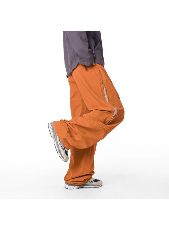 Izexx Men's American Style Outdoor Casual Pants Spring Mountain Series Water-repellent Workwear Straight-leg Hiking Trousers Zk92 Sunset Orange L - Image 2