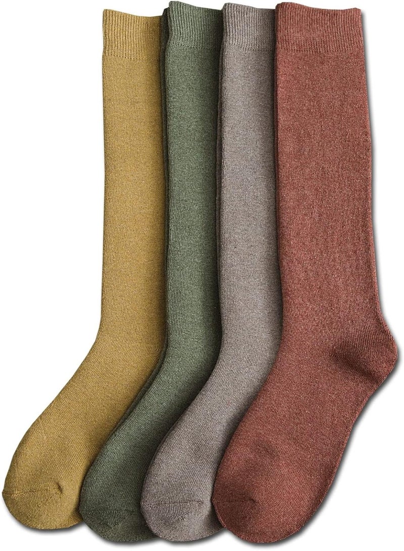 TsujiYa - Calcetines largos de invierno para mujer, hasta la rodilla, gruesos, cálidos, paquete de 4 calcetines térmicos (tamaño 6-9)  - Image 1