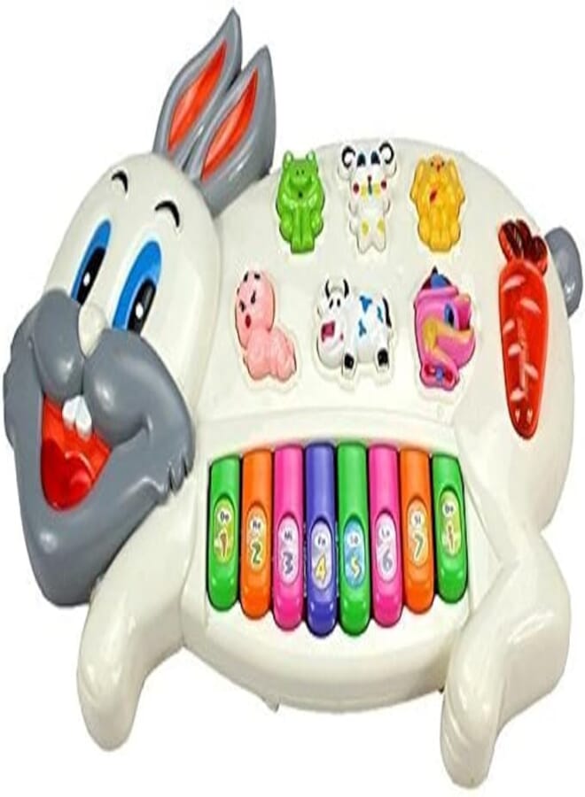 Storio Rabbits Musical Baby Piano with 3 Modes Animal Sounds Baby Toys Flashing Lights & Wonderful Music Toys for Babies