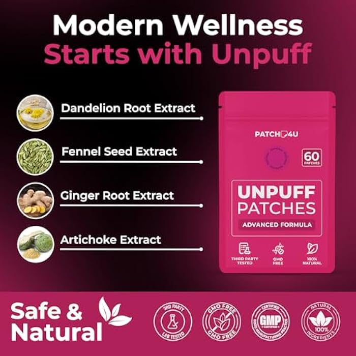 PATCH4U Unpuff Patches | with Dandelion & Ginger | Bloating, Water Retention & Digestion | 60 Days Supply - Image 3