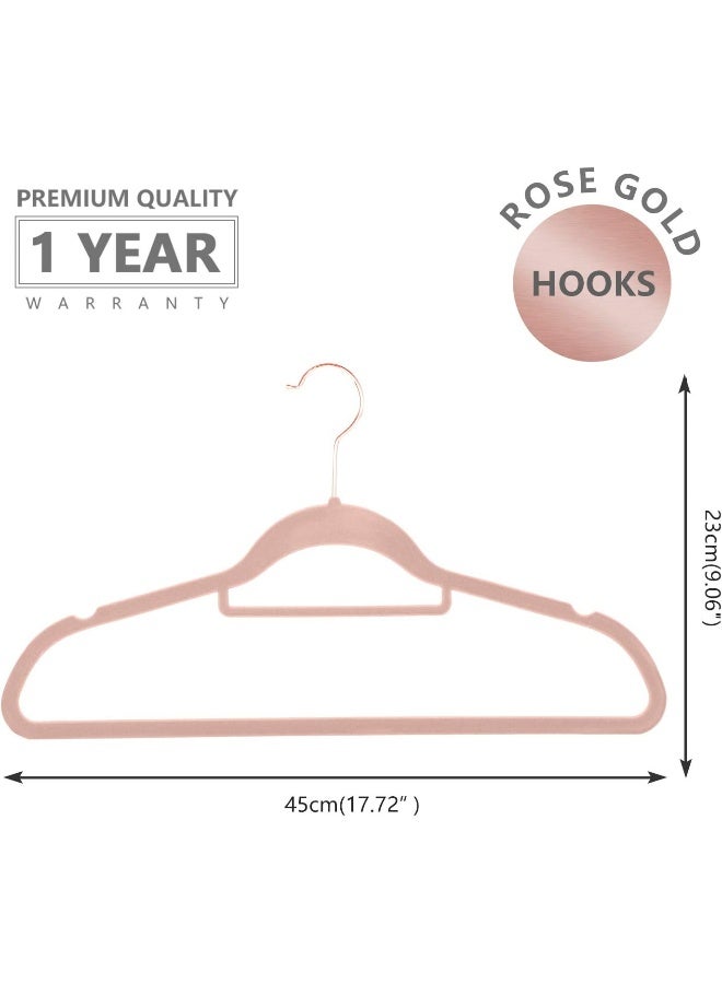 MIZGI Premium Velvet Hangers - Pack of 50 - Blush Pink - Copper/Rose Gold Hooks - Non-Slip Suit Hangers, Clothes Hangers Bonus Accessory Bar for Suits, Pants, Dresses, one size - Image 2