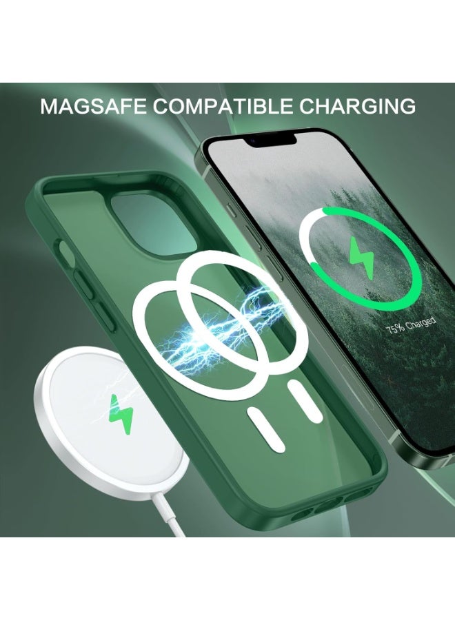 Magnetic iPhone 14 Plus Phone Case, [Compatible with Magsafe] Slim Fit Matte Design Shockproof Bumper Protective Drop Protection Girls Women Boys Men Cover for iPhone 14 Plus, Dark Green - Image 3