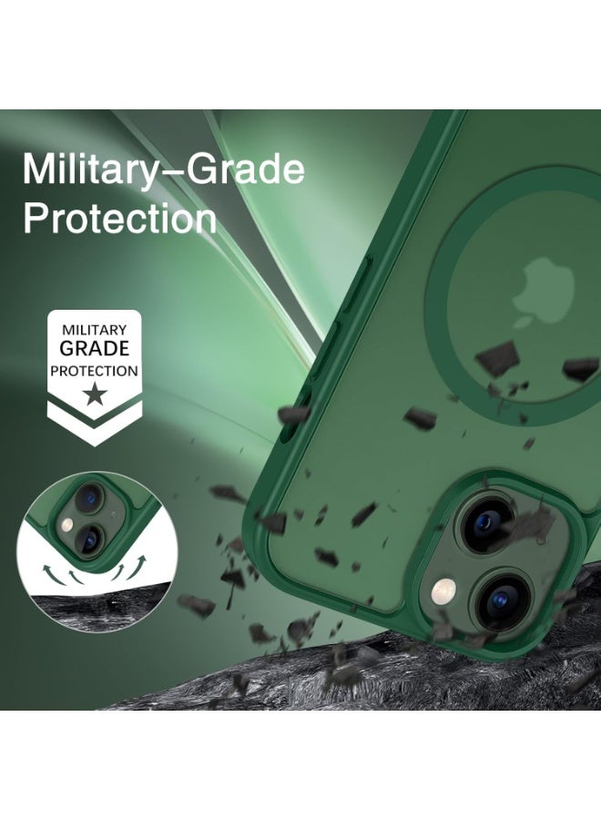 Magnetic iPhone 14 Plus Phone Case, [Compatible with Magsafe] Slim Fit Matte Design Shockproof Bumper Protective Drop Protection Girls Women Boys Men Cover for iPhone 14 Plus, Dark Green - Image 4