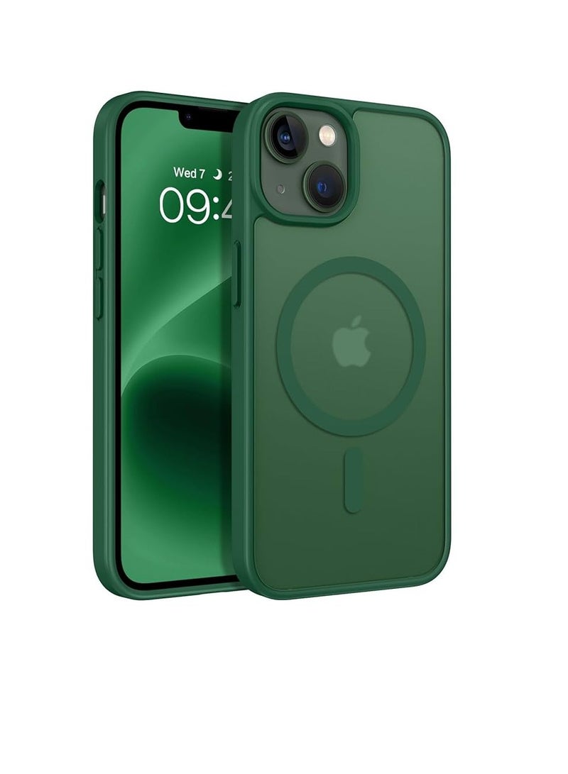 Magnetic iPhone 14 Plus Phone Case, [Compatible with Magsafe] Slim Fit Matte Design Shockproof Bumper Protective Drop Protection Girls Women Boys Men Cover for iPhone 14 Plus, Dark Green - Image 1