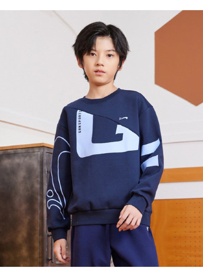 Noble bird Soft And Skin-friendly】children's Hoodie, Boys' Long Sleeve Turn-down Collar Loose Pullover Sweatshirt For Kids Of All Ages - Image 1