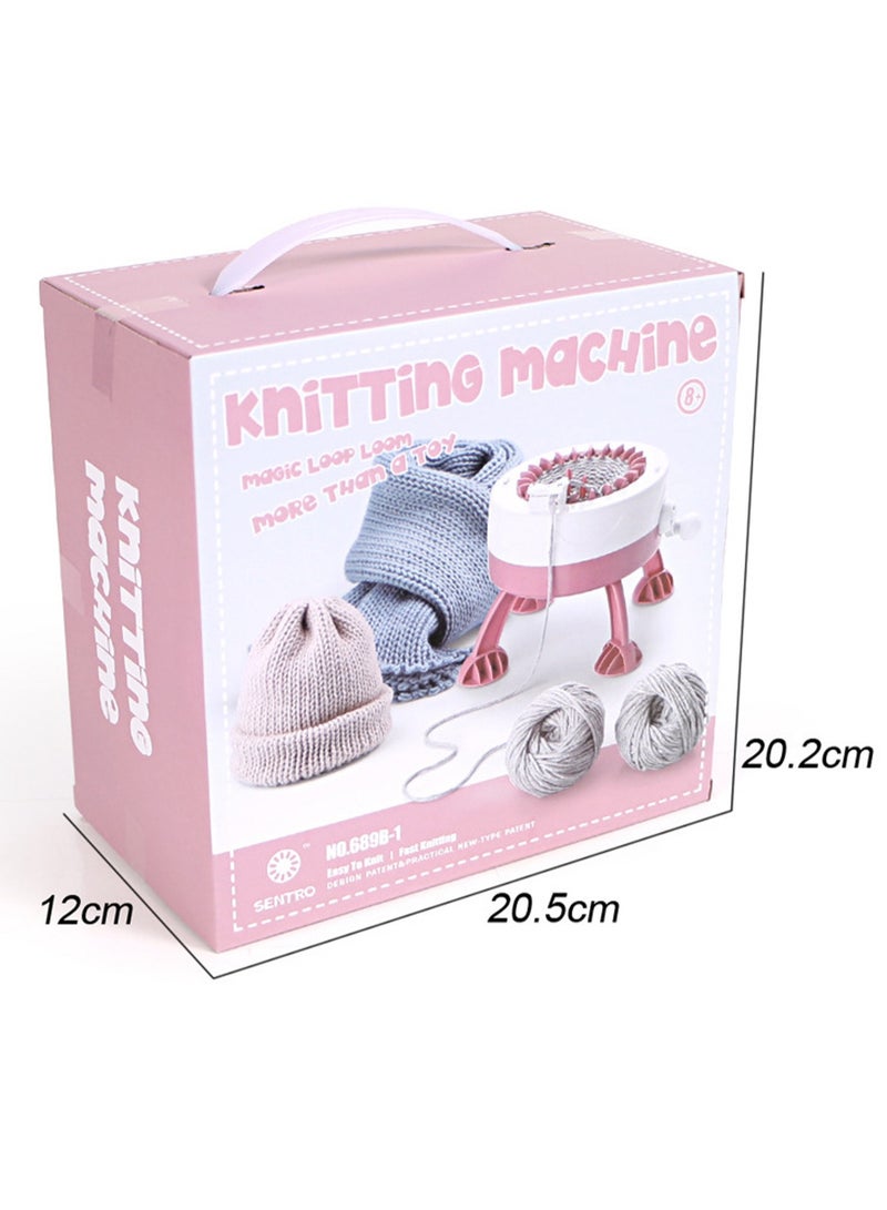 Light Pink Children'S Small Hand-Cranked Knitting Machine, Diy Creative Wool Hat Scarf Socks Rotary Double-Layer Knitting Machine Kit, Suitable For Adults And Children  - Image 3