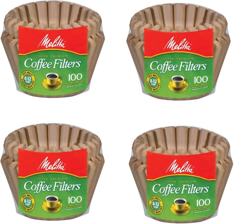 Melitta Basket Coffee Filters Super 812 Cup 100 Count Pack of 4 Natural Brown