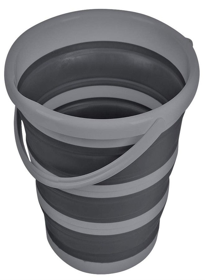 BROOKSTONE, Slim Collapsible Bucket for Mopping, 2.6 Gallons (10L), Home Mop Cleaning or Car Washing, Fishing, or Camping, with Smart Space Saving Design, Round Dark Gray - Image 1