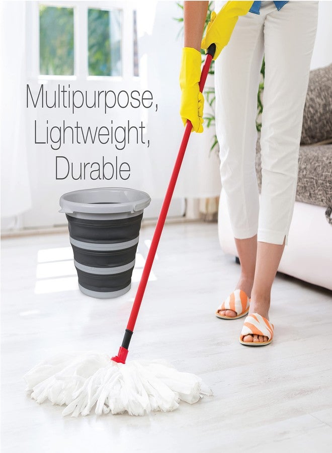 BROOKSTONE, Slim Collapsible Bucket for Mopping, 2.6 Gallons (10L), Home Mop Cleaning or Car Washing, Fishing, or Camping, with Smart Space Saving Design, Round Dark Gray - Image 3